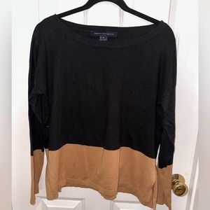 French Connection Black and Tan Sweater